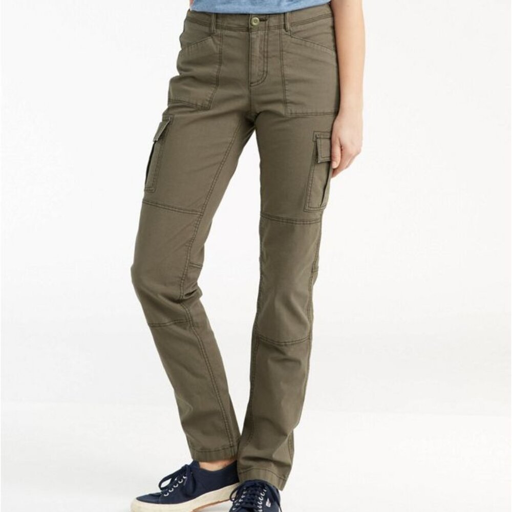 L.L. Bean Women's Stretch Canvas Cargo Pants Size 12 PETITE Dusty Olive